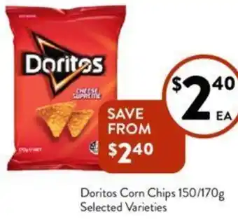Foodworks Doritos Corn Chips 150/170g offer