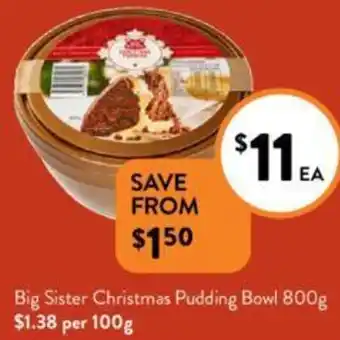 Foodworks Big Sister Christmas Pudding Bowl 800g offer