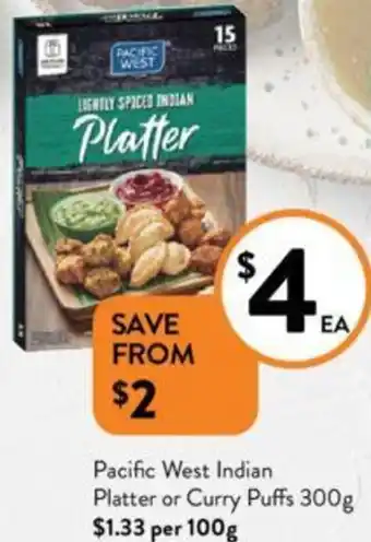 Foodworks Pacific West Indian Platter or Curry Puffs 300g offer