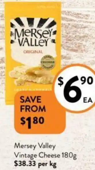 Foodworks Mersey Valley Vintage Cheese 180g offer