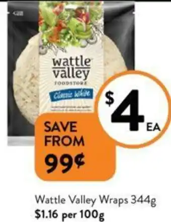 Foodworks Wattle Valley Wraps 344g offer