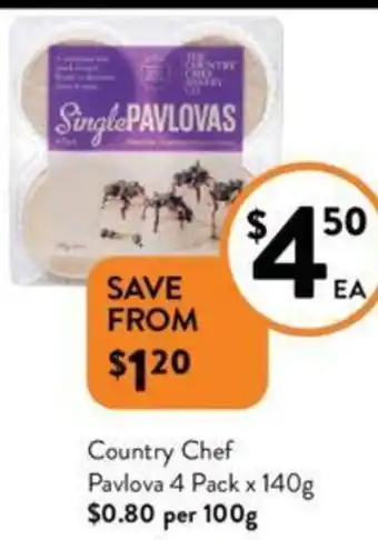 Foodworks Country Chef Pavlova 4 Pack x 140g offer