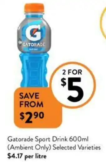 Foodworks Gatorade Sport Drink 600ml offer
