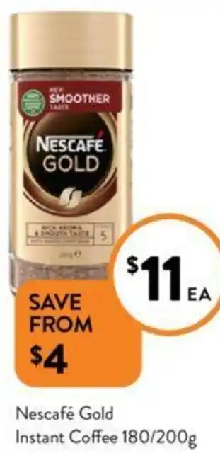 Foodworks Nescafé Gold Instant Coffee 180/200g offer
