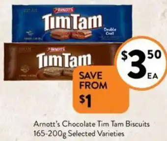 Foodworks Arnott's Chocolate Tim Tam Biscuits 165-200g offer