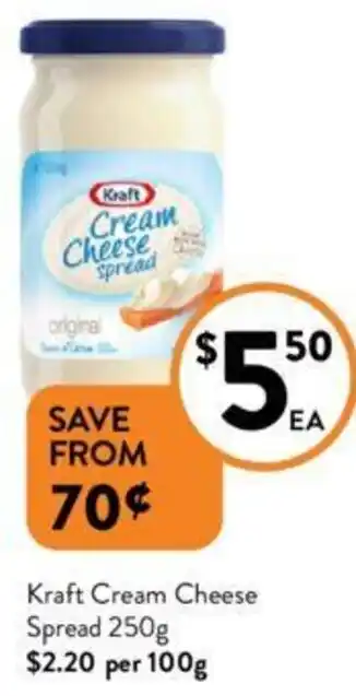 Foodworks Kraft Cream Cheese Spread 250g offer
