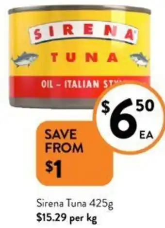Foodworks Sirena Tuna 425g offer