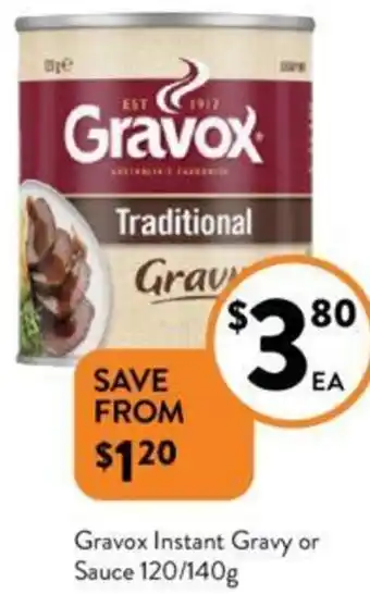 Foodworks Gravox Instant Gravy or Sauce 120/140g offer