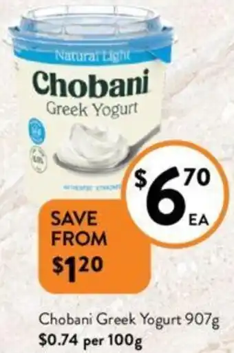 Foodworks Chobani Greek Yogurt 907g offer