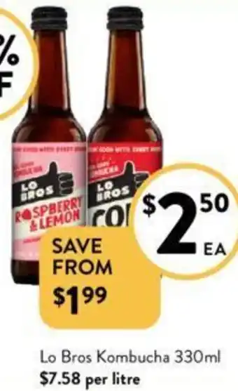Foodworks Lo Bros Kombucha 330ml offer