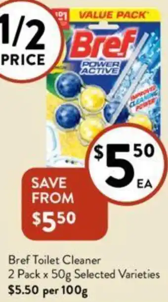 Foodworks Bref Toilet Cleaner 2 Pack x 50g offer