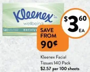 Foodworks Kleenex Facial Tissues 140 Pack offer