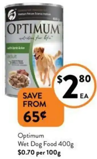 Foodworks Optimum Wet Dog Food 400g offer