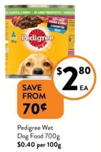 Foodworks Pedigree Wet Dog Food 700g offer