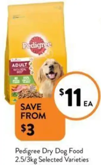 Foodworks Pedigree Dry Dog Food 2.5/3kg offer