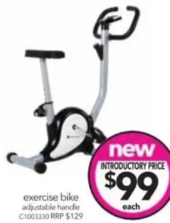 Cheap as Chips exercise bike adjustable handle offer