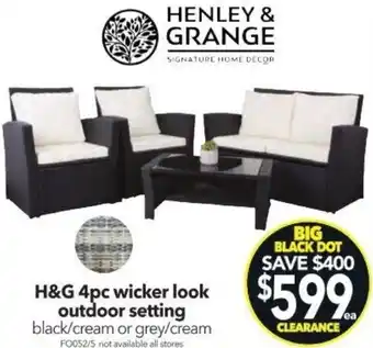 Cheap as Chips H&G 4pc wicker look outdoor setting offer