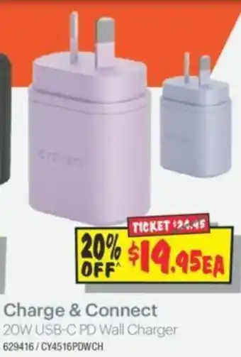 JB Hi-Fi Charge & Connect 20W USB-C PD Wall Charger offer