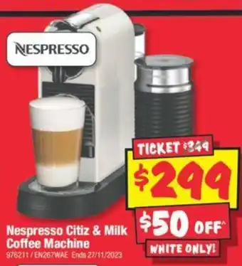 JB Hi-Fi Nespresso Citiz & Milk Coffee Machine offer