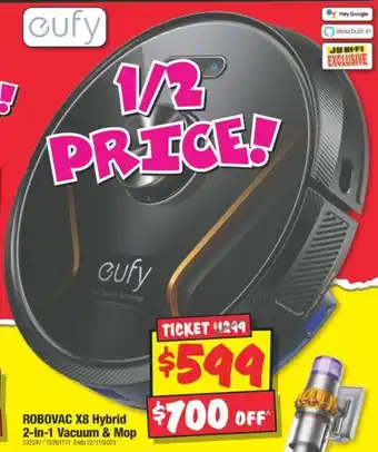 JB Hi-Fi ROBOVAC X8 Hybrid 2-In-1 Vacuum & Mop offer