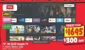 JB Hi-Fi 75 4K QLED Google TV offer