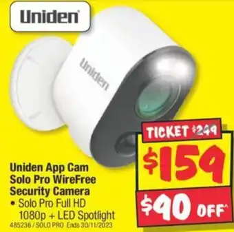 JB Hi-Fi Uniden App Cam Solo Pro WireFree Security Camera offer