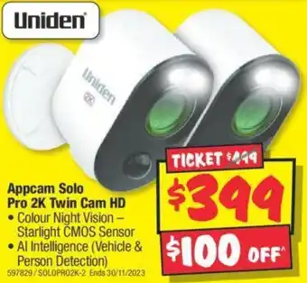 JB Hi-Fi Appcam Solo Pro 2K Twin Cam HD offer