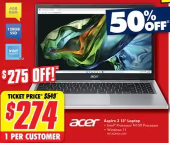 The Good Guys acer Aspire 3 15 Laptop offer