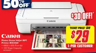 The Good Guys Pixma Home Inkjet MFC Printer MG3060 offer