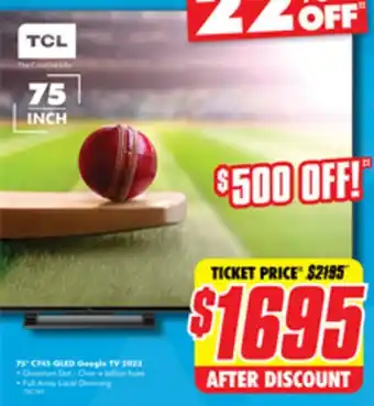 The Good Guys 75 C745 QLED Google TV 2023 offer