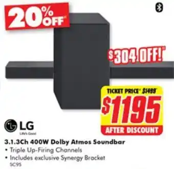 The Good Guys 3.1.3Ch 400W Dolby Atmos Soundbar offer