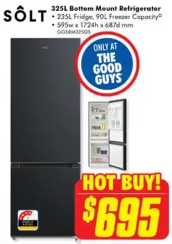 The Good Guys 325L Bottom Mount Refrigerator offer