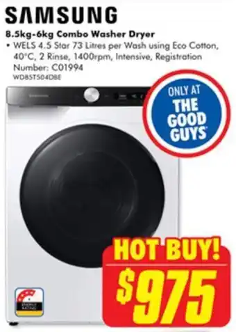 The Good Guys 8.5kg-6kg Combo Washer Dryer offer