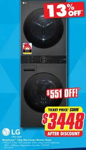 The Good Guys WashTower 12kg-9kg Combo Washer Dryer offer