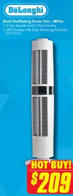 The Good Guys Dual Oscillating Tower Fan - White offer