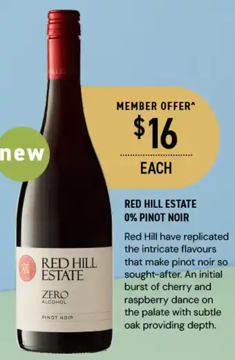 Dan Murphy's RED HILL ESTATE 0% PINOT NOIR offer