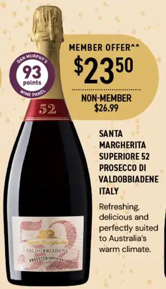 Dan Murphy's SANTA MARGHERITA SUPERIORE 52 PROSECCO DI VALDOBBIADENE ITALY offer