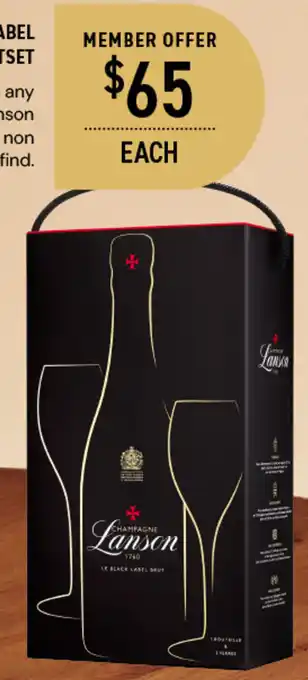 Dan Murphy's LANSON BLACK LABEL GLASSES CARRY PACK GIFTSET offer