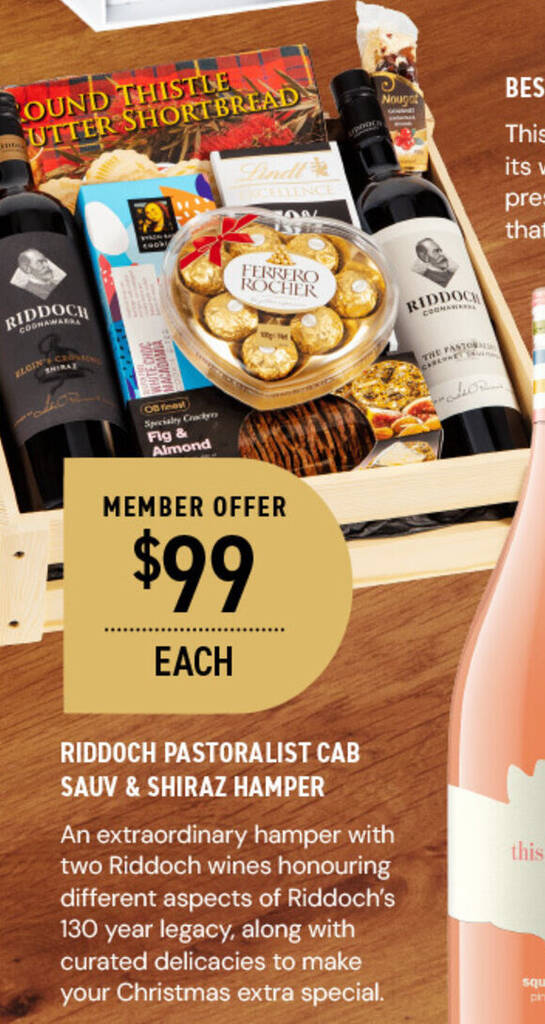 RIDDOCH PASTORALIST CAB SAUV & SHIRAZ HAMPER offer at Dan Murphy's