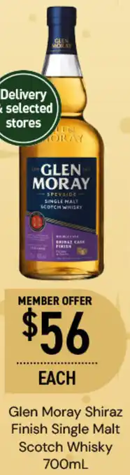 Dan Murphy's Glen Moray Shiraz Finish Single Malt Scotch Whisky 700mL offer
