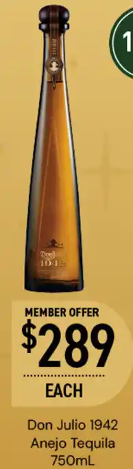 Dan Murphy's Don Julio 1942 Anejo Tequila 750mL offer