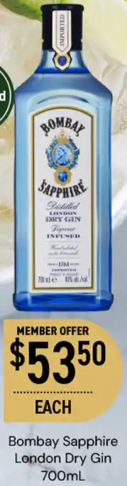 Dan Murphy's Bombay Sapphire London Dry Gin 700mL offer