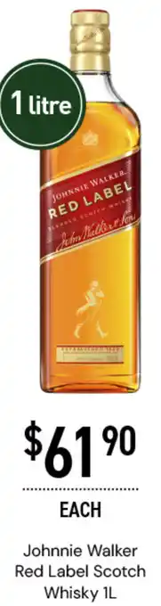 Johnnie Walker Red Label Scotch Whisky 1L