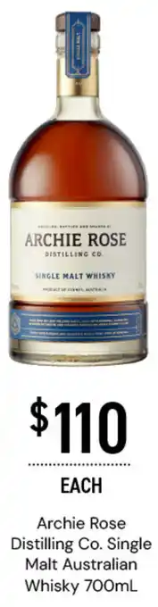 Archie Rose Distilling Co. Single Malt Australian Whisky 700mL