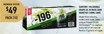 SUNTORY -196 DOUBLE GRAPE 6% 10 PACK CANS VARIETIES 330ML CANS