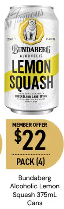Dan Murphy's Bundaberg Alcoholic Lemon Squash 375mL Cans offer