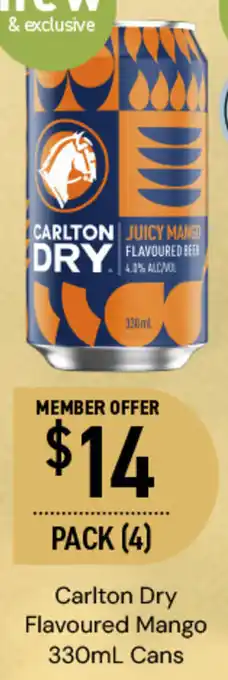 Carlton Dry Flavoured Mango 330mL Cans