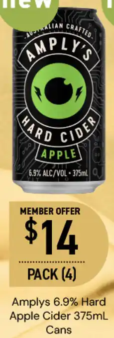 Amplys 6.9% Hard Apple Cider 375mL Cans