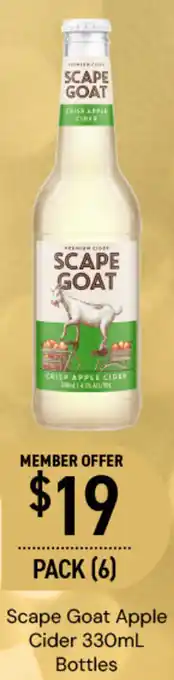 Dan Murphy's Scape Goat Apple Cider 330mL Bottles offer