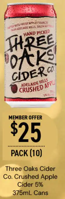 Dan Murphy's Three Oaks Cider Co. Crushed Apple Cider 5% 375mL Cans offer